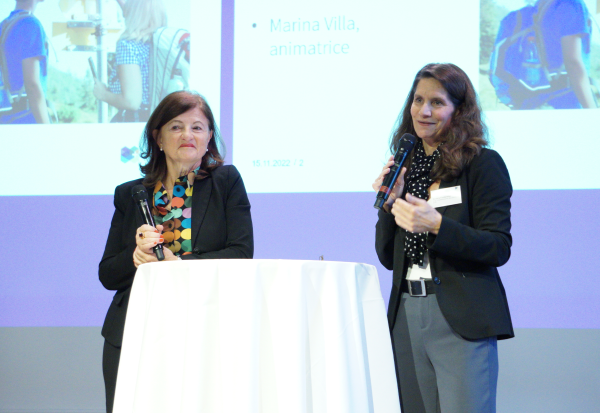 Begrüssung und Eröffnung der Tagung; Dr. Barbara Fontanellaz, Direktorin EHB (rechts) und Marina Villa, Tagungsmoderatorin 